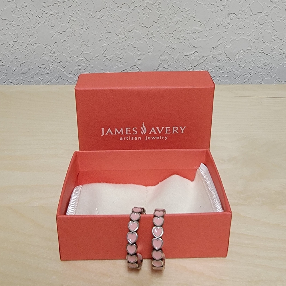James Avery Pink Heart Hoop Earrings